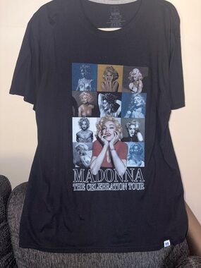 Adonna Black Graphic Tour Tee with Gold Print